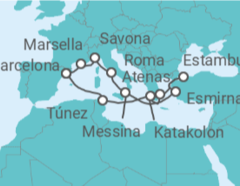 Itinerario del Crucero Francia, Italia, Turquía, Grecia, Túnez - Costa Cruceros