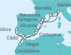 Itinerario del Crucero Italia, España, Portugal, Marruecos - Costa Cruceros