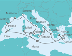 Itinerario del Crucero Grecia, Malta, España, Francia, Italia - Costa Cruceros