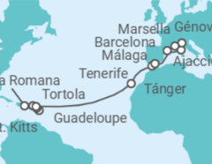 Itinerario del Crucero desde Guadalupe (Pointe-à-Pitre) a Marsella (Francia) - Costa Cruceros