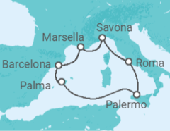 Itinerario del Crucero Italia, Francia, España - Costa Cruceros