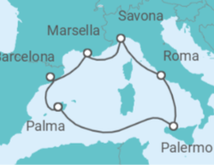 Itinerario del Crucero España, Italia - Costa Cruceros