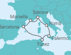 Itinerario del Crucero España, Túnez, Italia - Costa Cruceros