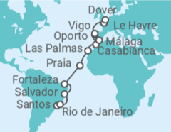 Itinerario del Crucero desde Santos (Sao Paulo) a Dover (Inglaterra) - Costa Cruceros