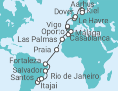Itinerario del Crucero desde Itajai (Brasil) a Kiel (Alemania) - Costa Cruceros