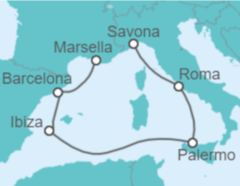 Itinerario del Crucero España, Italia - Costa Cruceros