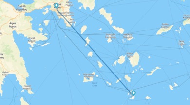 Atenas y Santorini en avión