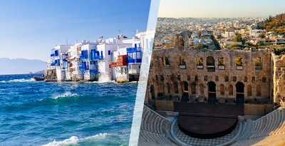 Atenas y Mykonos en avión